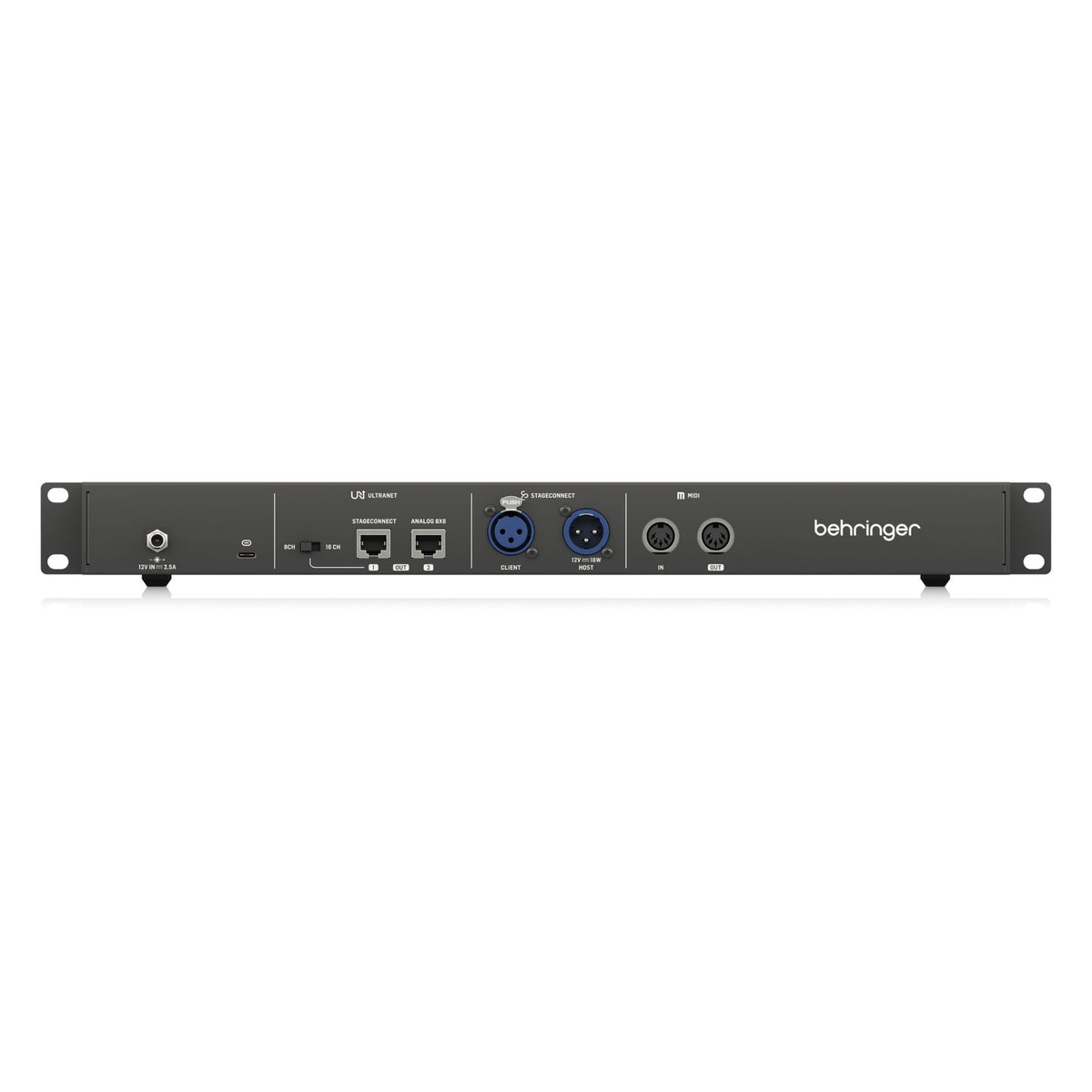 Behringer SC88 StageConnect 8-in 8-out live outboard audio interface with control knobs and input/output ports.