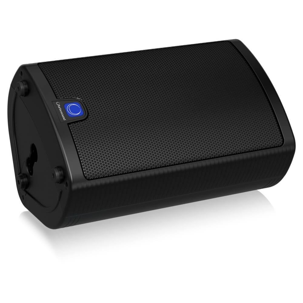Turbosound Milan M10 600W 10-inch active PA speaker with control panel and speaker grill, designed for professional sound reinforcement.