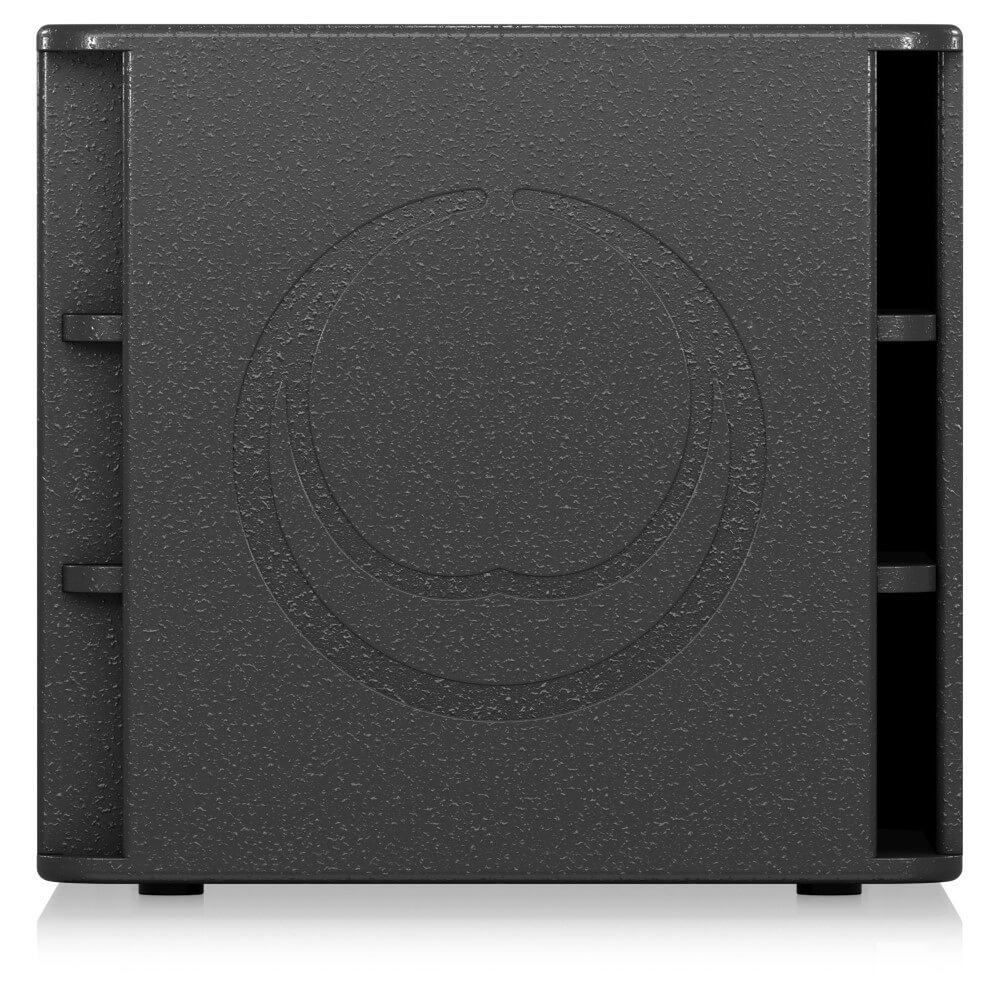 Turbosound Milan M15B 15-inch powered subwoofer with a black cabinet and control panel for professional audio setups