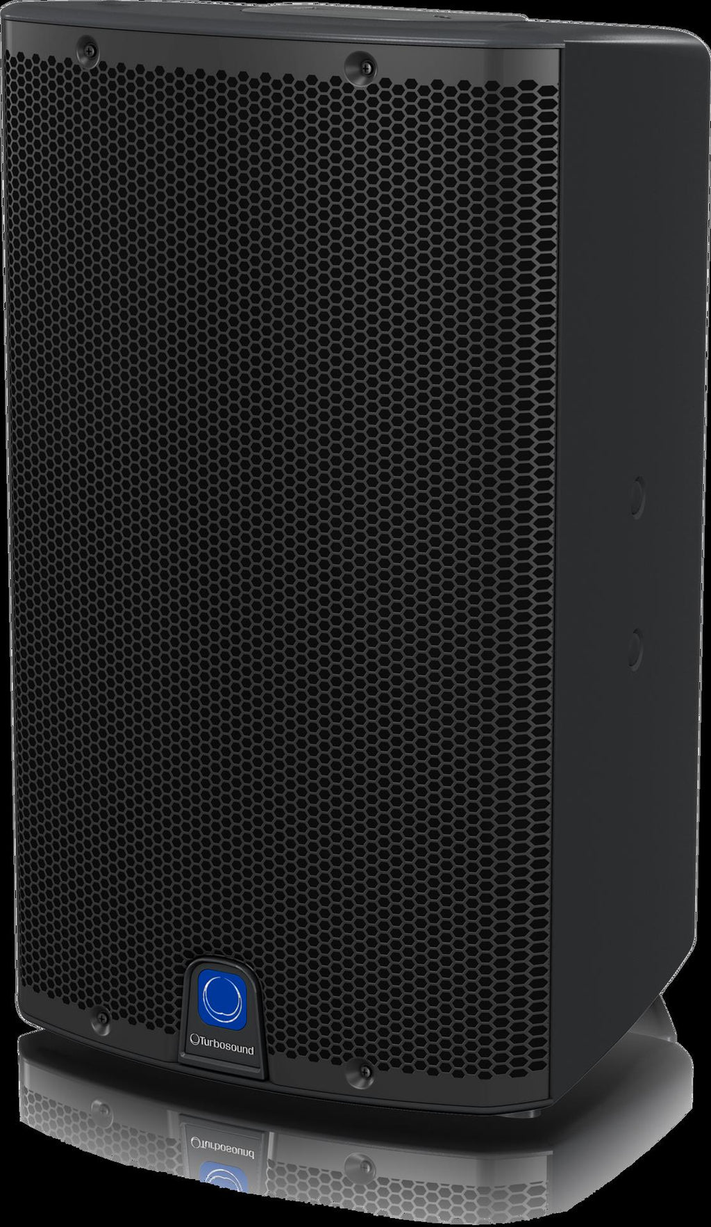 Turbosound iQ12 12-inch powered PA speaker with control panel and speaker grille, ideal for live sound reinforcement.
