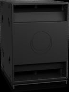 Turbosound NUQ118B passive subwoofer with a rugged design and speaker grille, showcasing its powerful bass capabilities.