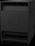 Turbosound NUQ118B passive subwoofer showcasing its sleek design and robust build for powerful sound performance.