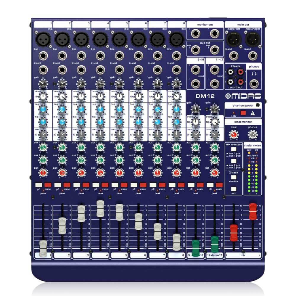 Midas DM12 12-In Analog Live and Studio Mixer with Midas Preamps