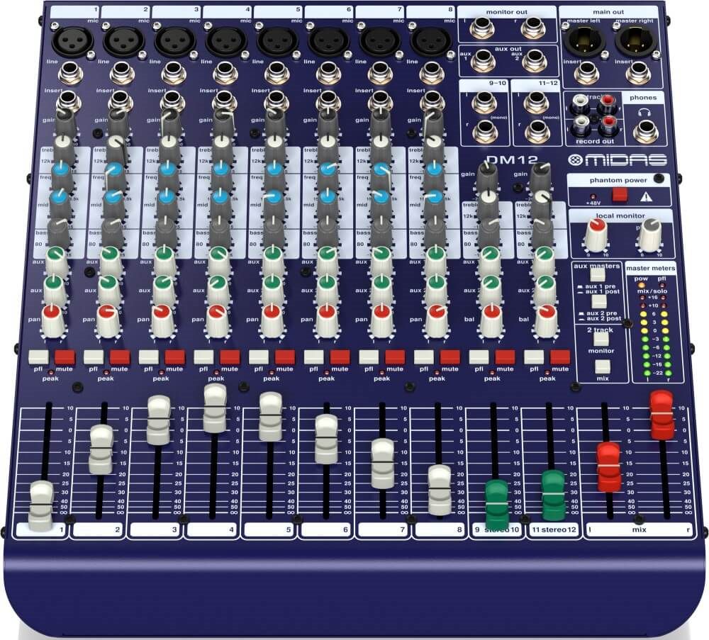 Midas DM12 12-In Analog Live and Studio Mixer with Midas Preamps