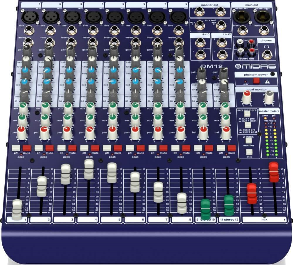 Midas DM12 12-In Analog Live and Studio Mixer with Midas Preamps