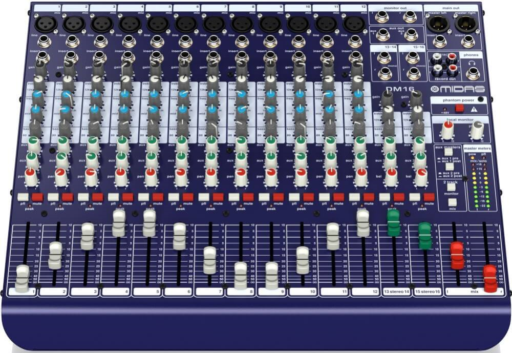 Midas DM16 16-In Analog Live and Studio Mixer with Midas Preamps