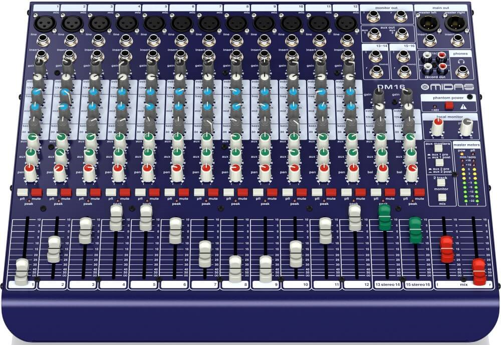 Midas DM16 16-In Analog Live and Studio Mixer with Midas Preamps