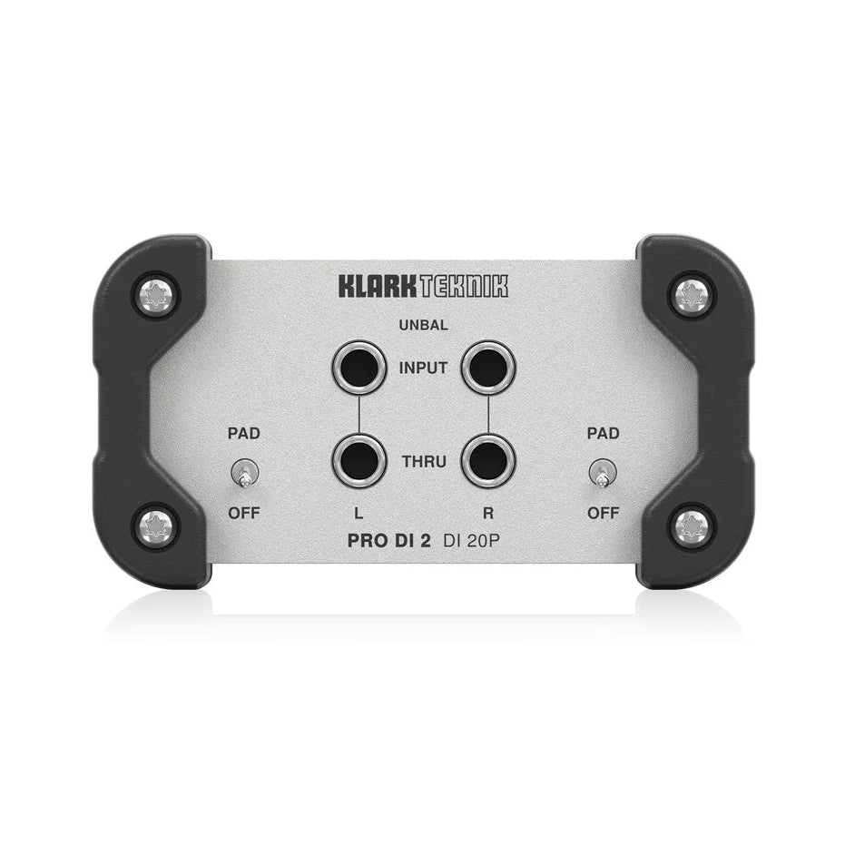 Klark Teknik DI20P Passive Stereo DI Box for live outboard audio equipment, featuring durable build and stereo input/output connections.