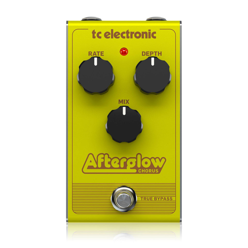 TC Electronic Afterglow Vintage Style Chorus guitar effects pedal with control knobs and input/output jacks visible.