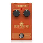 TC Electronic Iron Curtain noise gate guitar effects pedal with control knobs and input/output jacks on a pedalboard.