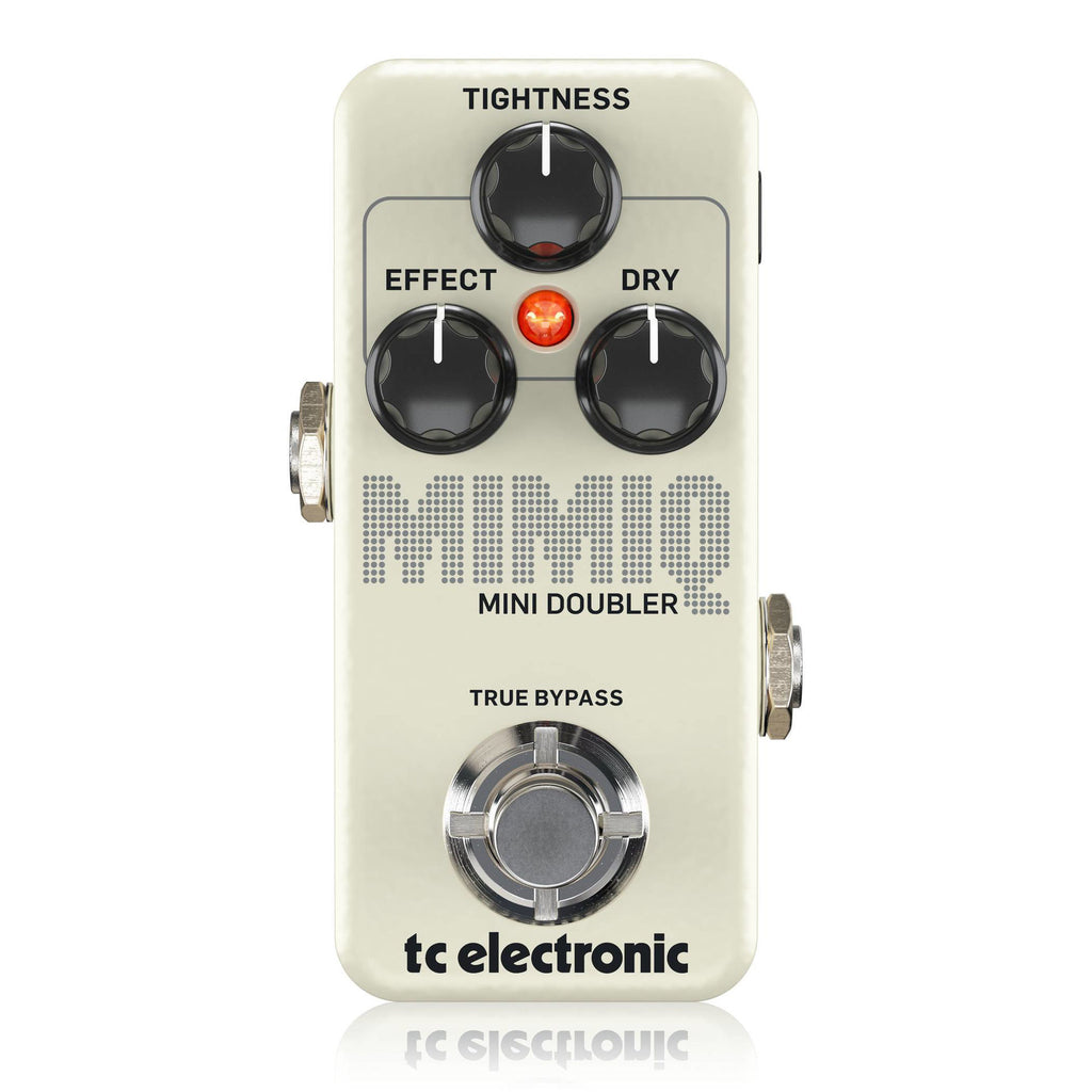 TC Electronic Mimiq Mini Doubler guitar effects pedal showing controls and input/output jacks on a clean surface.