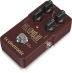 TC Electronic MojoMojo overdrive effects pedal with footswitch and control knobs for guitar tone shaping, black metal casing.
