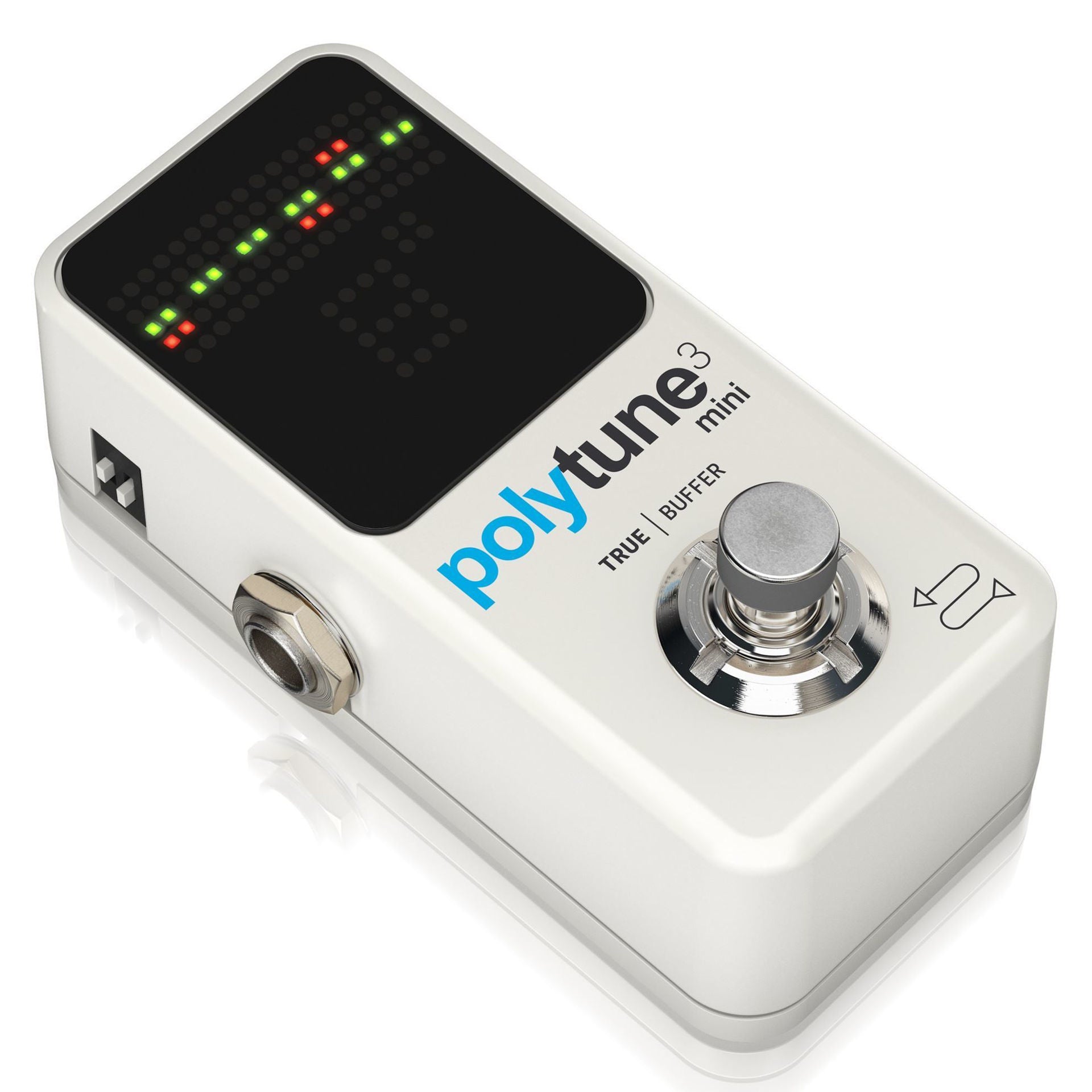 TC Electronic Polytune 3 Mini polyphonic guitar tuner pedal with LED display and compact design for easy tuning.