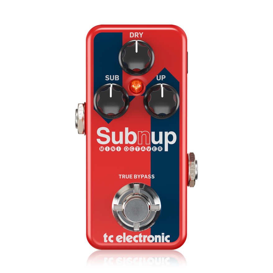 TC Electronic Sub 'N' Up Mini Octaver Effects Pedal with footswitch and controls, compact guitar effects pedal for octave effects.