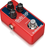 TC Electronic Sub 'N' Up Mini Octaver effects pedal shown with footswitch and control knobs on a black background.