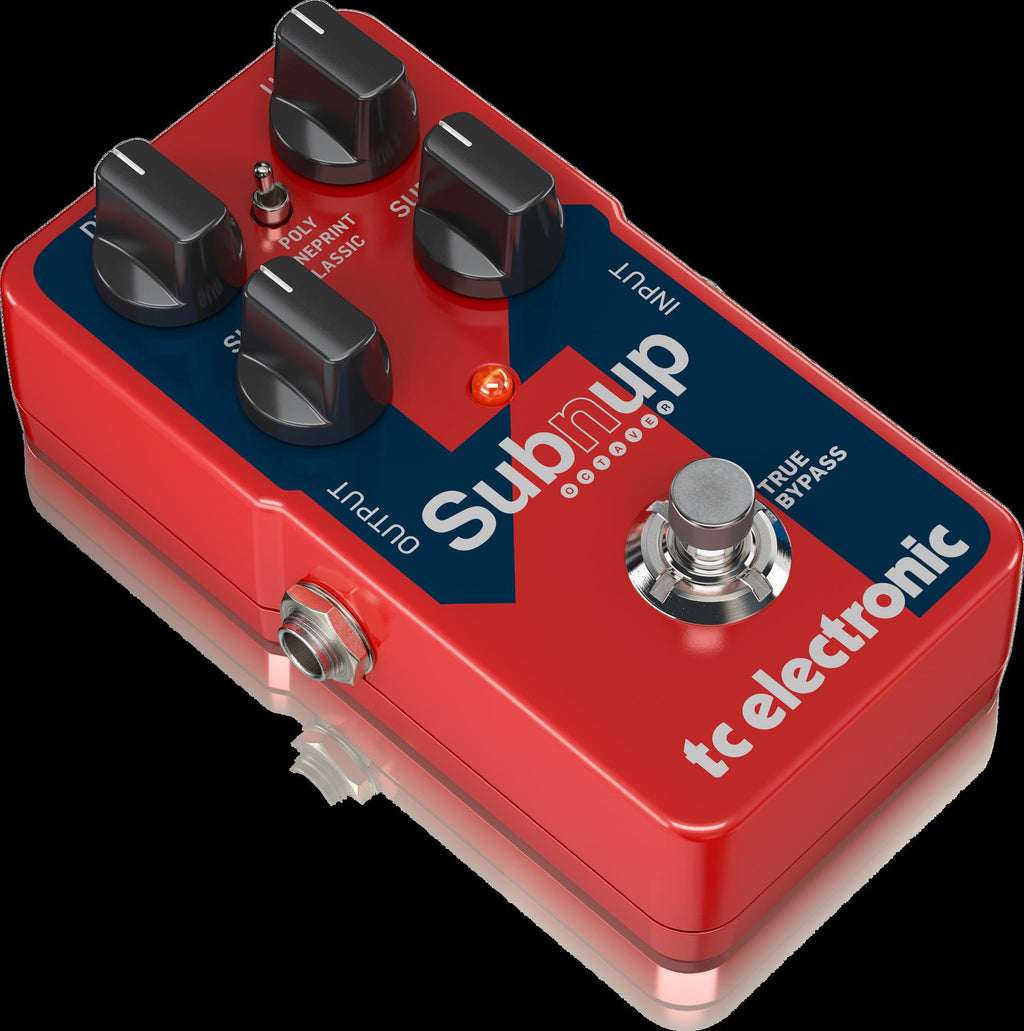 TC Electronic Sub 'N' Up polyphonic octave guitar effects pedal with tonePrint, showing control knobs and input/output jacks.