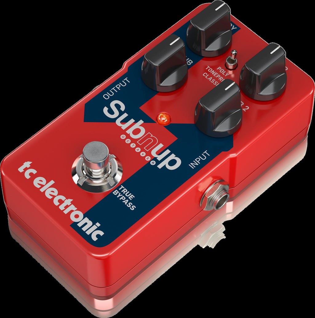 TC Electronic Sub 'N' Up polyphonic octaver guitar effects pedal with tonePrint, showing controls and input/output jacks.