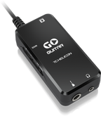TC Electronic Go-Guitar portable guitar interface connected to a mobile device, compact audio interface for mobile guitar recording.