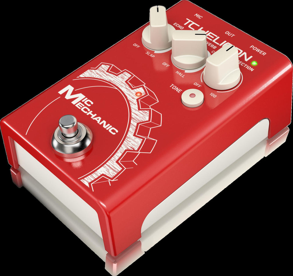 TC Electronic Mic-Mechanic 2 vocal effects pedal with colorful controls and footswitch for guitar and vocal processing.