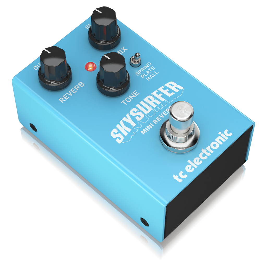 TC Electronic Skysurfer Mini reverb effects pedal with compact design, featuring knobs for reverb tone and level control.