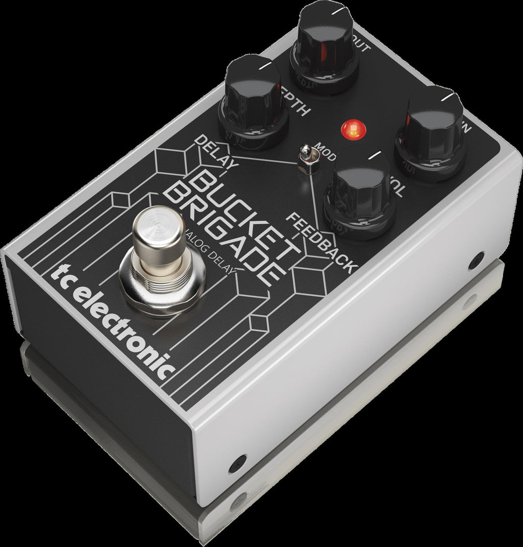 TC Electronic Bucket Brigade Analog Delay Pedal for guitar, showcasing the effects pedal with knobs and input/output jacks