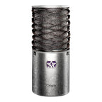 Aston Microphones Origin cardioid condenser studio microphone with black body and silver grille, ideal for professional recording.
