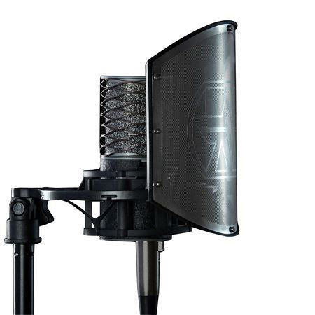 Aston Microphones Origin Black Limited Edition cardioid condenser studio microphone with bundle accessories, sleek black finish.