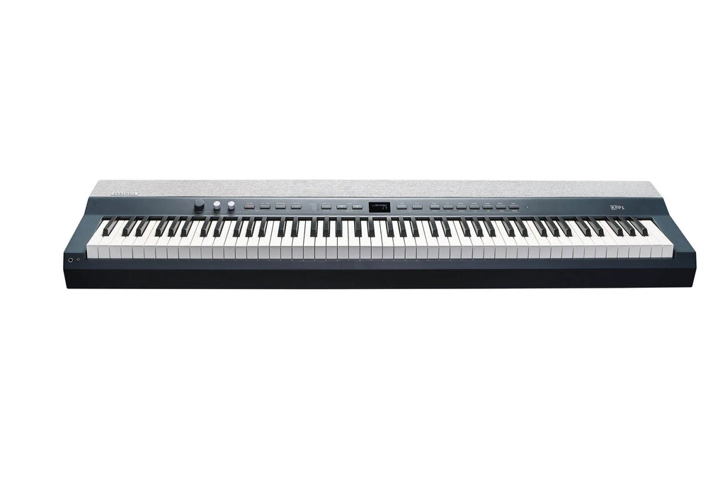 Kurzweil KA P1 LB portable digital piano with compact design, black finish, and full keyboard for versatile music practice and performance.