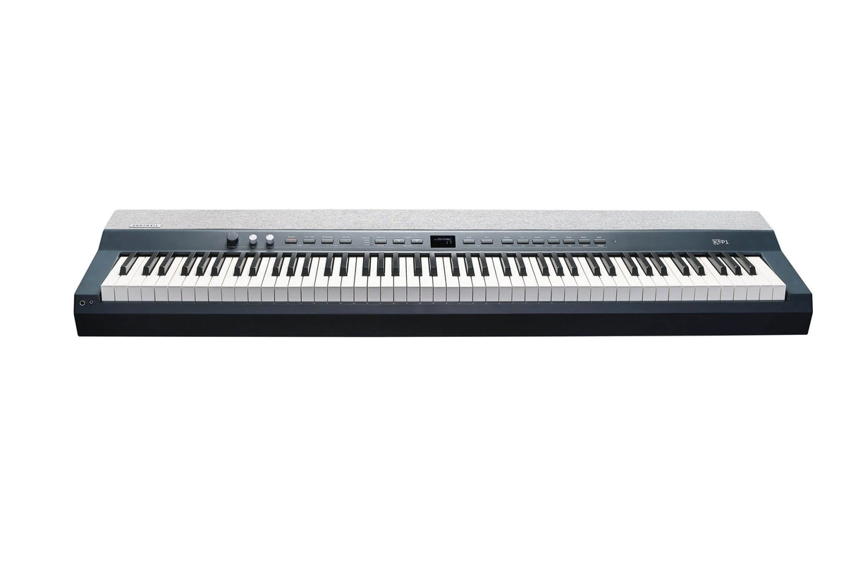 Kurzweil KA P1 LB portable digital piano with compact design, black finish, and full keyboard for versatile music practice and performance.