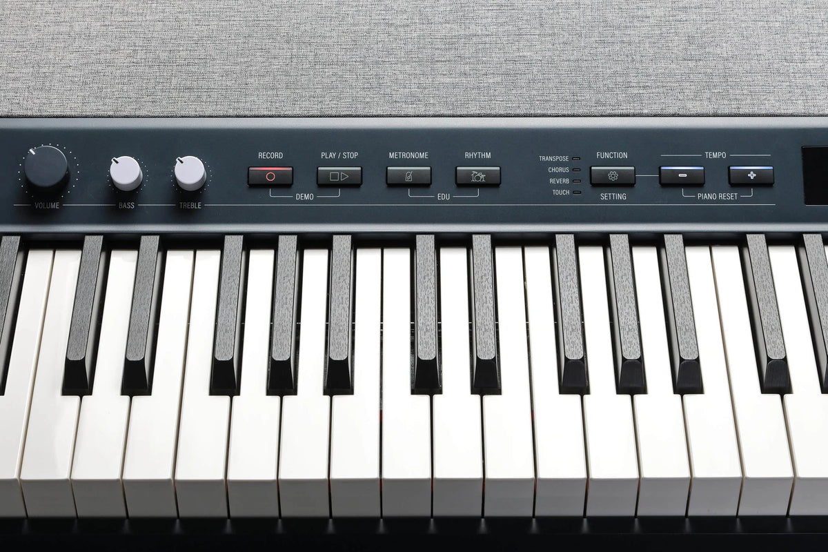 Kurzweil KA P1 LB portable digital piano with black finish, compact design, and full-size keys for versatile musical practice and performance