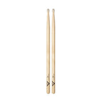Vater VH2BN 2B nylon tip American Hickory drumsticks showing the wood grain and nylon-tipped ends for durability and bright sound.