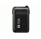TOA WM-5325 Beltpack wireless microphone receiver with adjustable controls, compact design, and antenna for professional audio use.