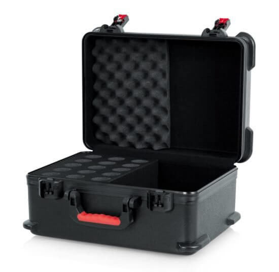 Gator GTSA-MIC15 Molded Microphone Case with Drops for 15 Microphones & TSA Latches