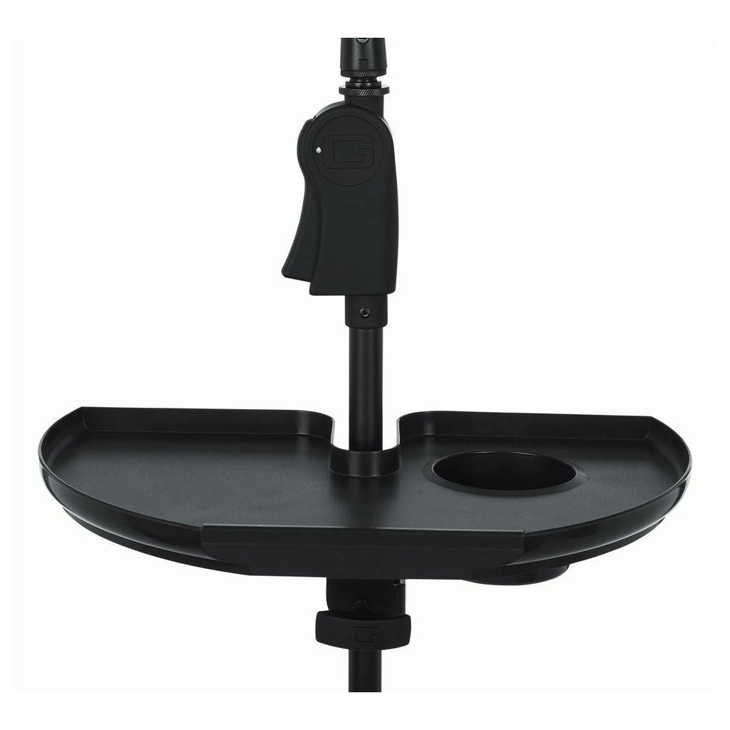 Gator Frameworks Microphone Stand Accessory Tray with Drink Holder and Guitar Pick Tab