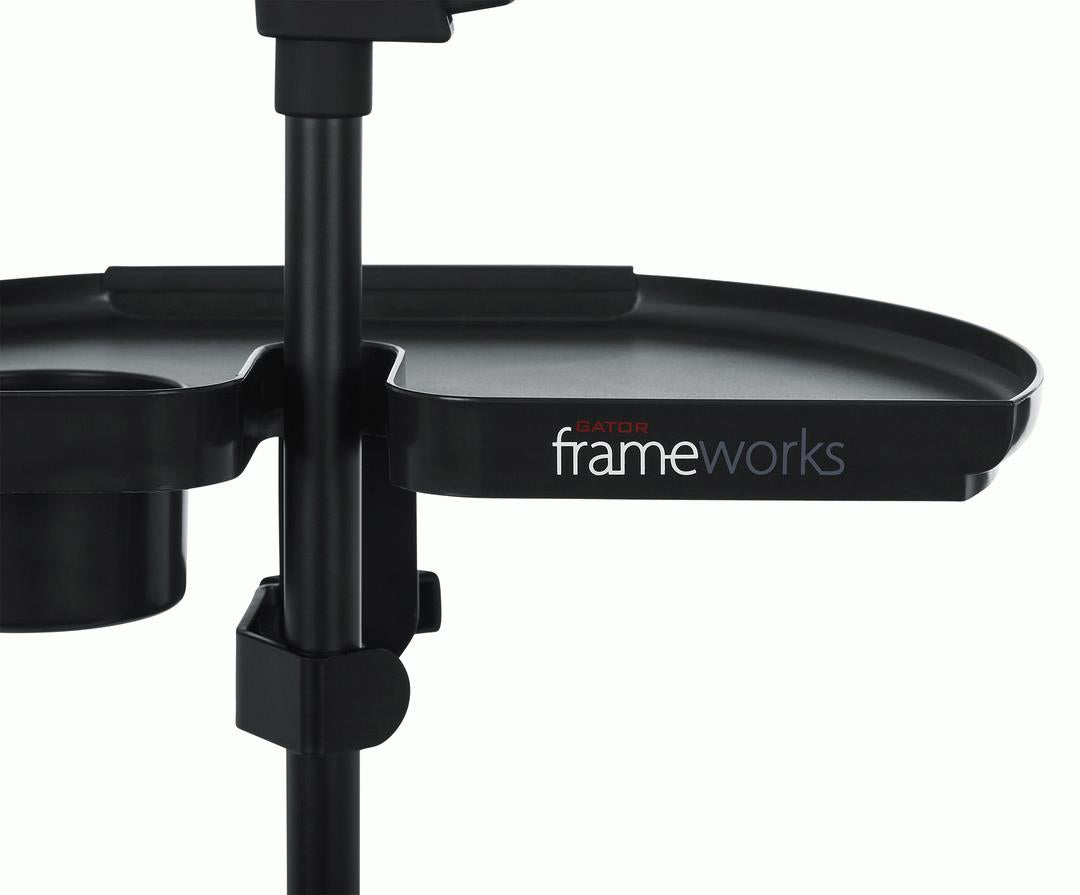 Gator Frameworks Microphone Stand Accessory Tray with Drink Holder and Guitar Pick Tab