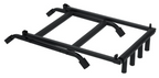 Gator Frameworks Rok-It 3-way collapsible guitar rack with foam padding, holding multiple guitars securely.
