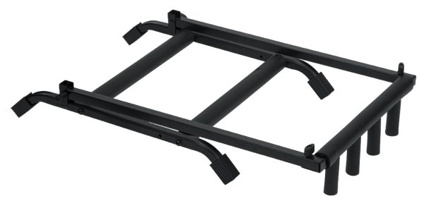 Gator Frameworks Rok-It 3-way collapsible guitar rack with foam padding, holding multiple guitars securely.