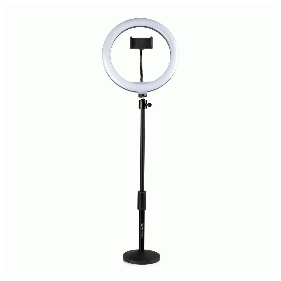 Gator 10-Inch LED Desktop Ring Light Stand with Phone Holder and Compact Weighted Base