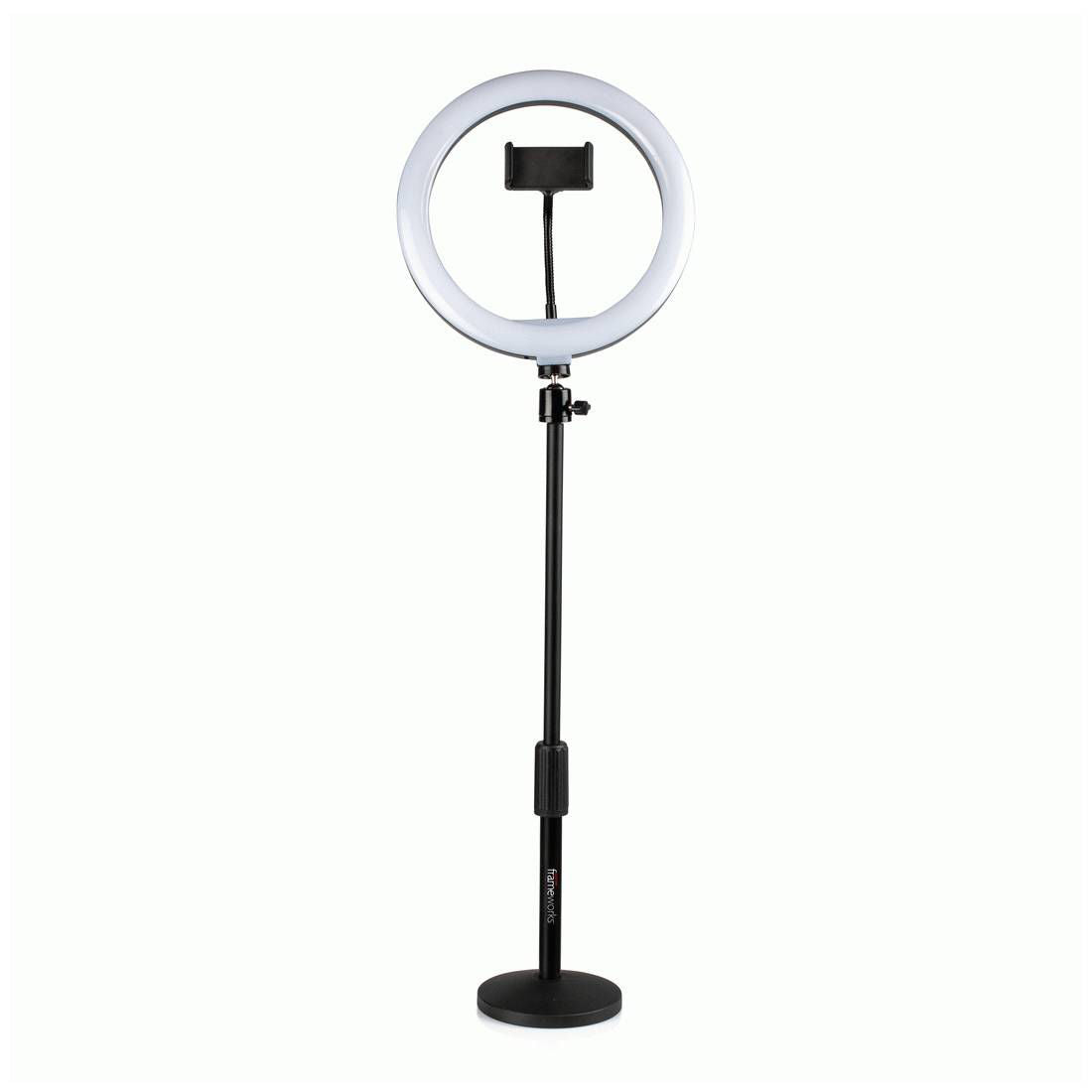 Gator 10-Inch LED Desktop Ring Light Stand with Phone Holder and Compact Weighted Base