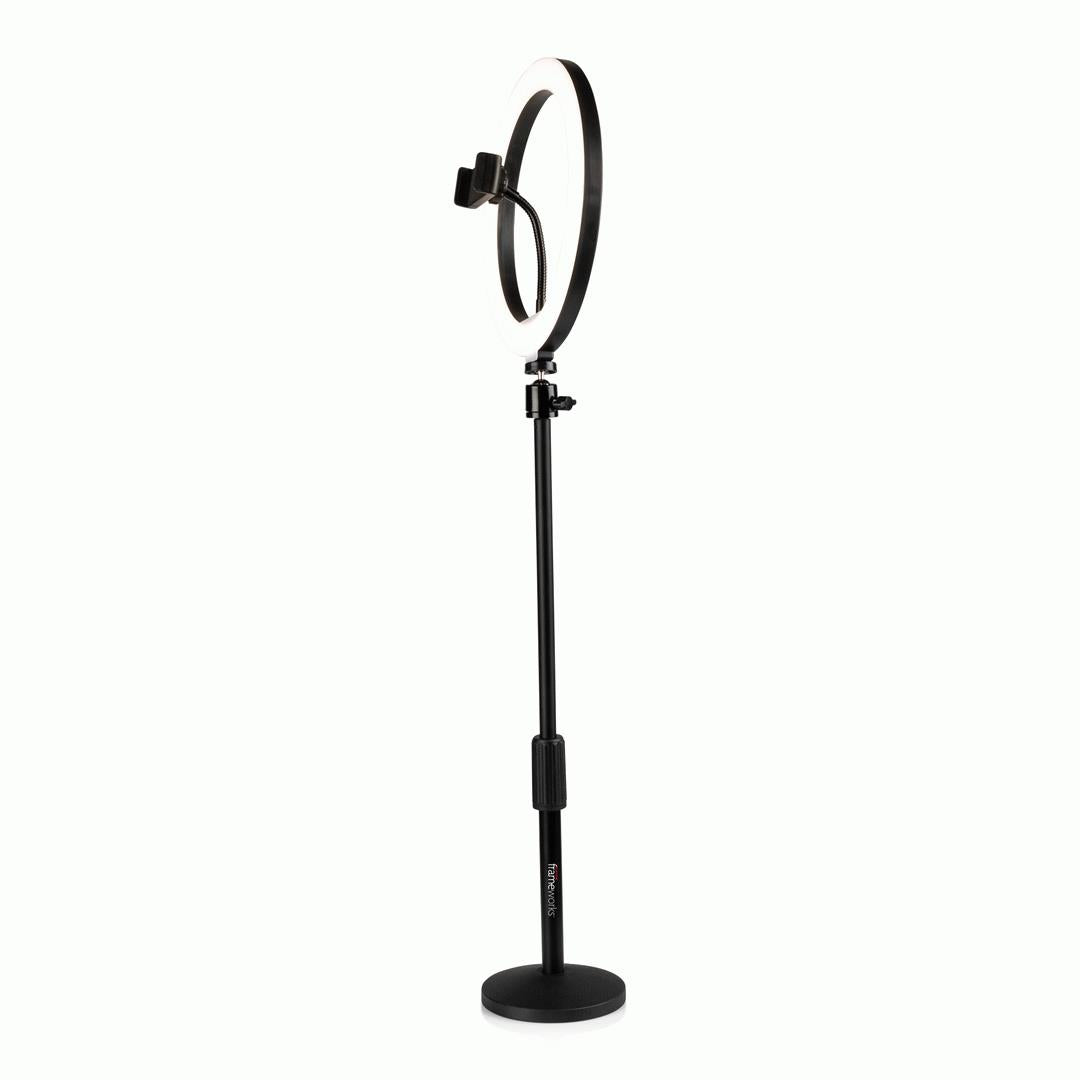 Gator 10-Inch LED Desktop Ring Light Stand with Phone Holder and Compact Weighted Base