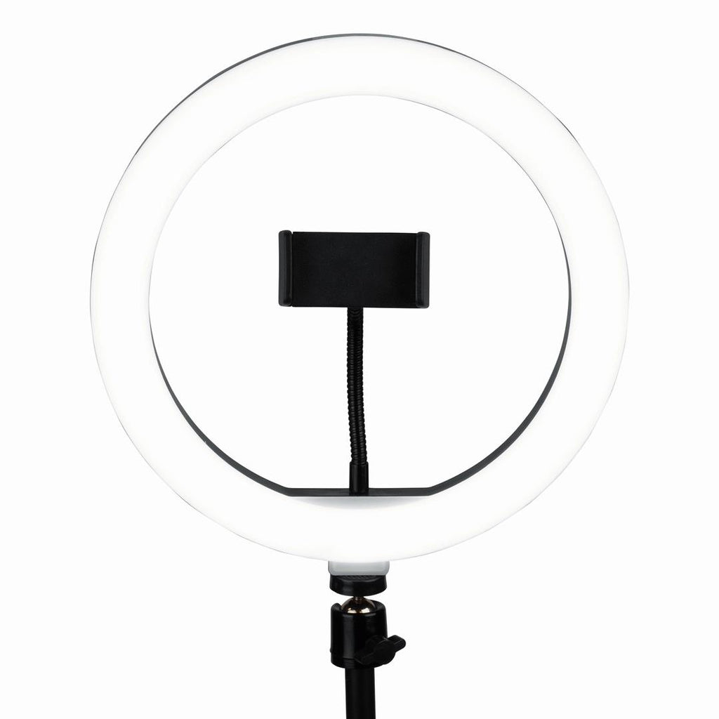 Gator 10-Inch LED Desktop Ring Light Stand with Phone Holder and Compact Weighted Base