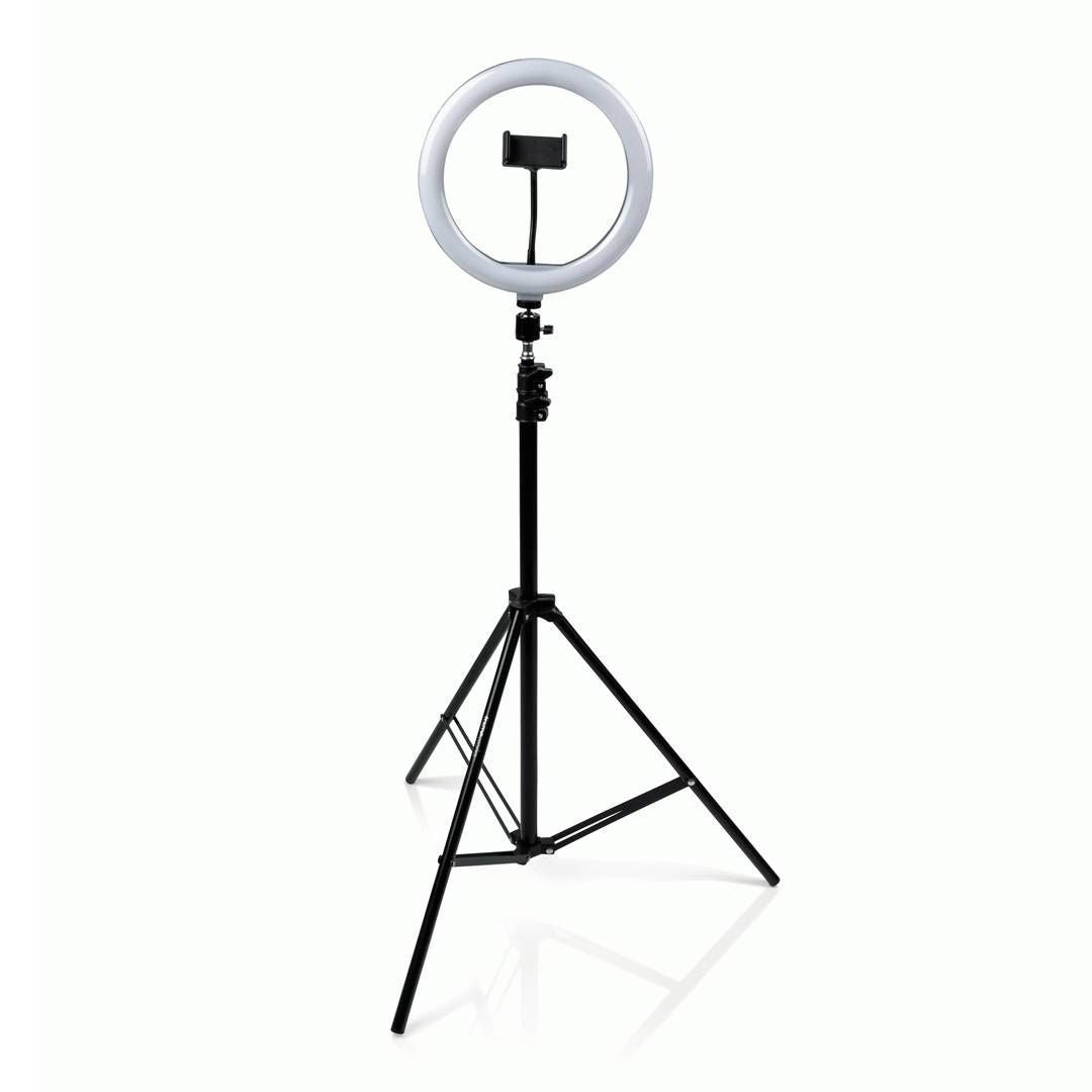 Gator 10-Inch LED Ring Light Stand with Phone Holder and Tripod Base