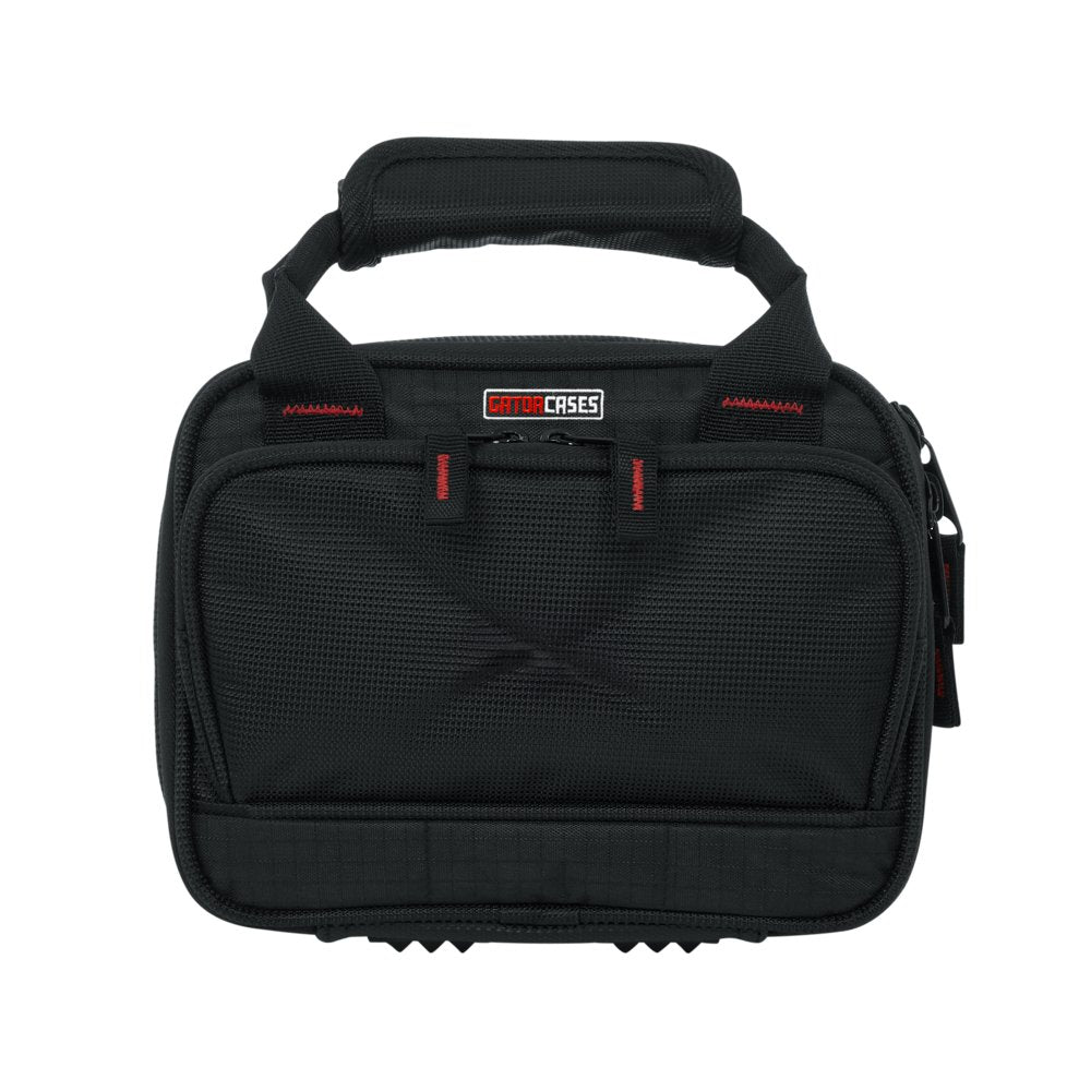 GATOR G-MIXERBAG-0608 padded bag for small mixers, measuring 8.25 x 6.25 x 2.75 inches, with reinforced handles and zipper closure.