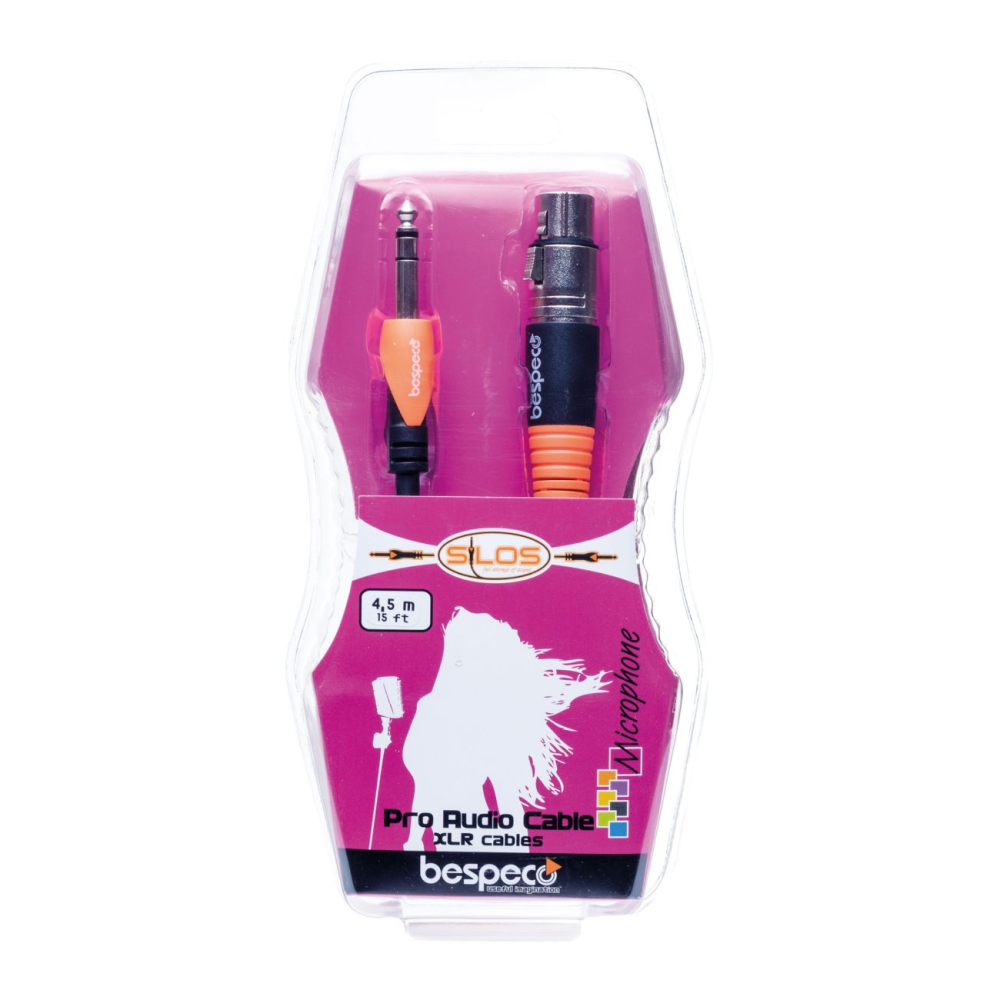 Bespeco SLSF600 TRS Jack to XLRF microphone cable, 6 meters long, for professional audio connections.