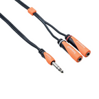 Bespeco SLYS2X030 TRS jack cable with two female TRS connectors, 0.3m length, used for audio PA systems and professional audio connections.