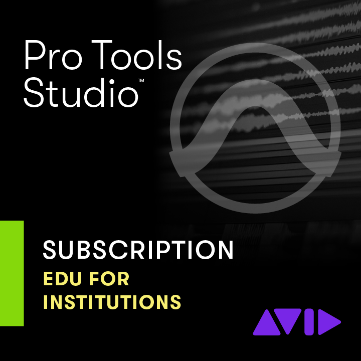 Avid Pro Tools Studio annual software subscription license for professional music production and audio editing.