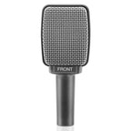 Sennheiser E609 silver wired guitar microphone for live performances, with a sleek metal body and dynamic microphone capsule