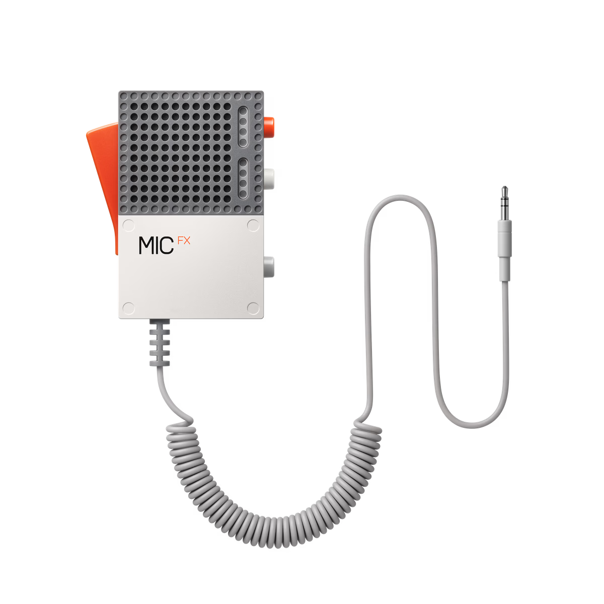 Teenage Engineering EP-2350 FX-MIC handheld wired microphone with built-in effects, designed for live performances.