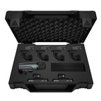 Sennheiser e600 Series wired drum microphone set with heavy-duty case for live performances and studio recording.