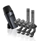 Sennheiser e600 Series wired drum microphone set with heavy-duty case for live performances and professional drumming.